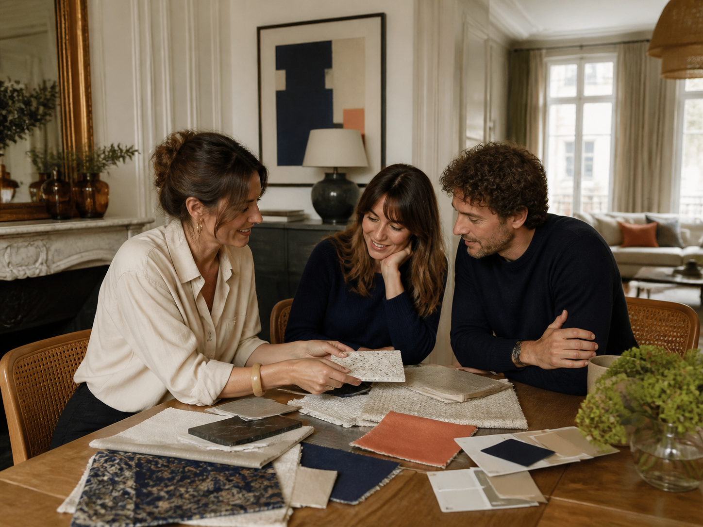Architecte intérieure échange avec un couple